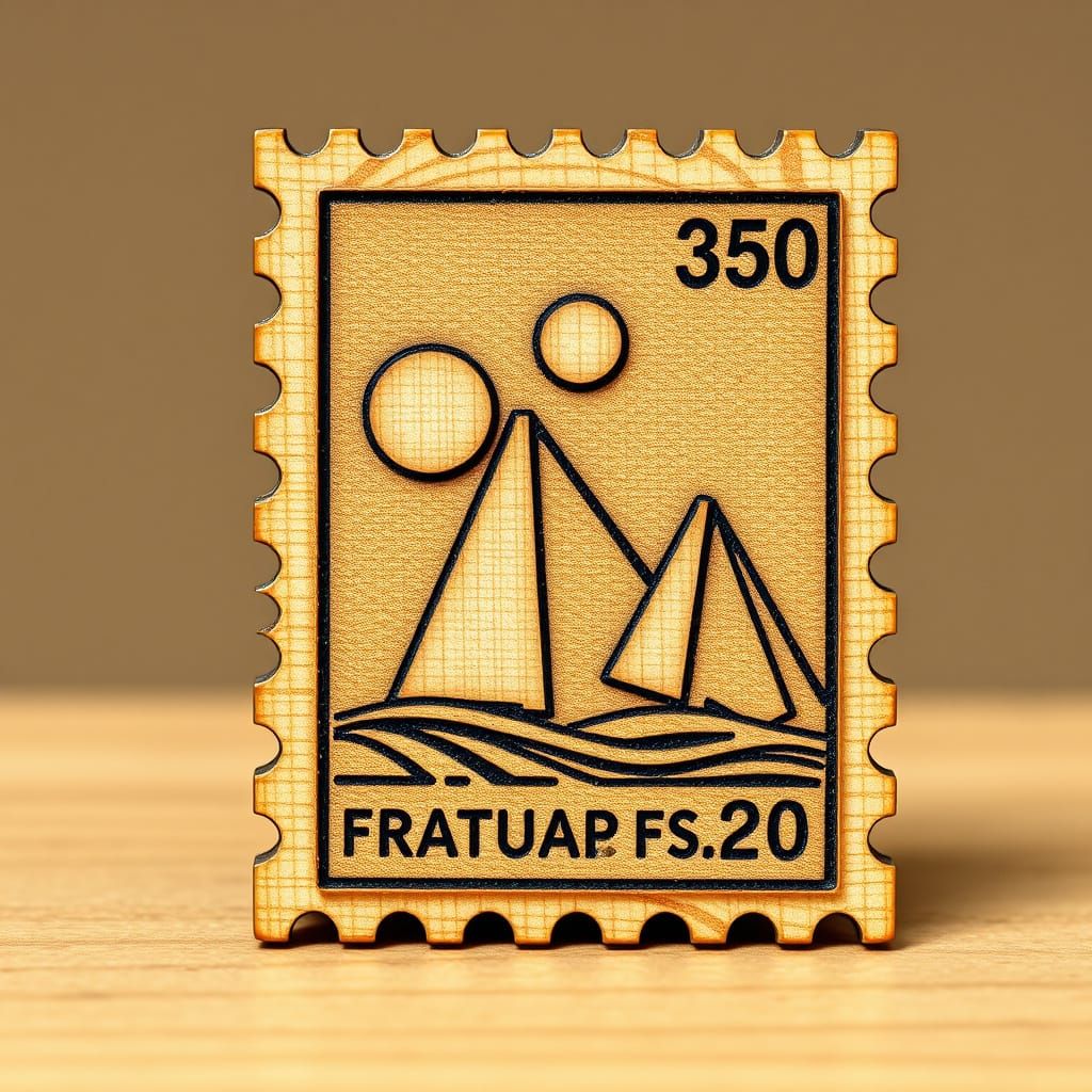 Hyperrealistic Wooden Postage Stamp Art