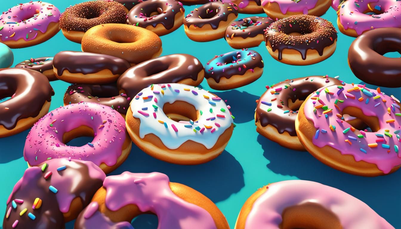 Donuts in 3D Rendering Style
