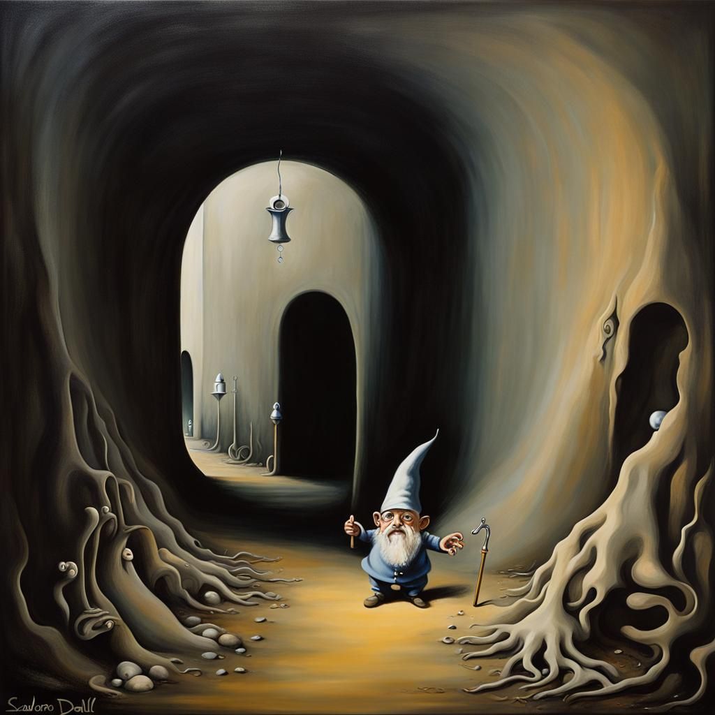 Gnomes in Dark Tunnels: A Surrealist Vision