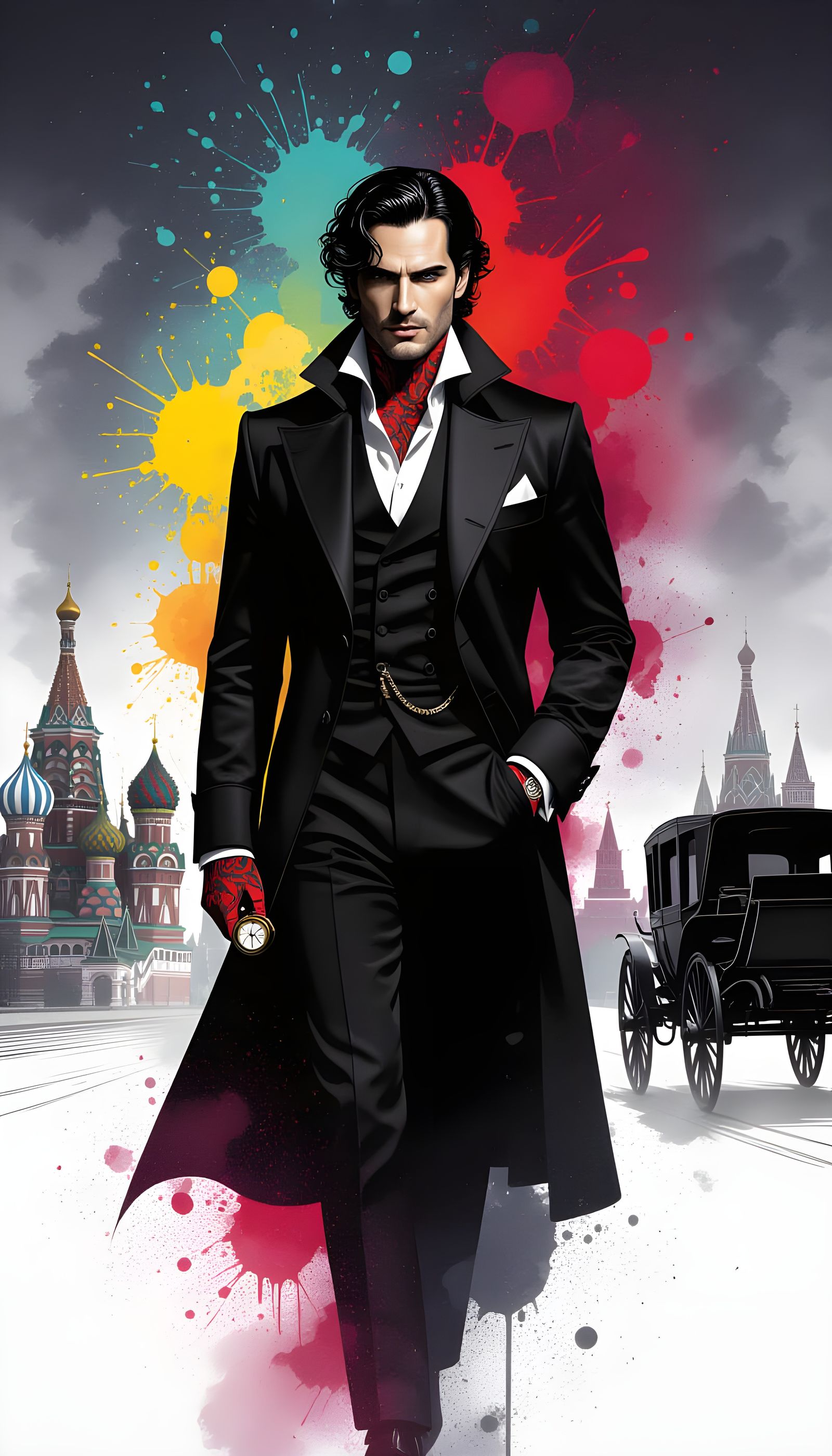 Distinguished Man in Silhouette with Moscow Skyline