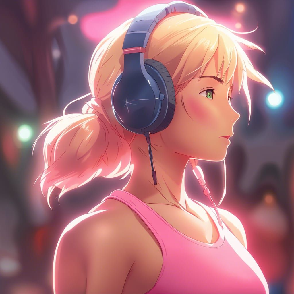 Athletic Blonde Girl in Anime Key Visual Style