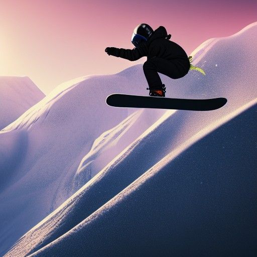Snowboarder's Cinematic Mountain Jump in Detailed Digital Ar...