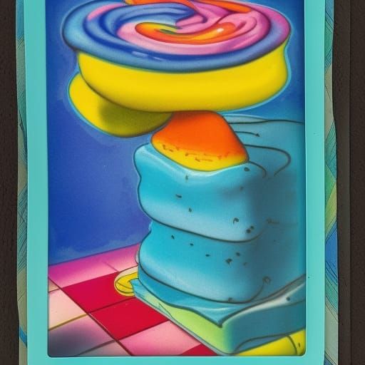 Vibrant Polaroid of Woman's Buttocks in Gouache Style