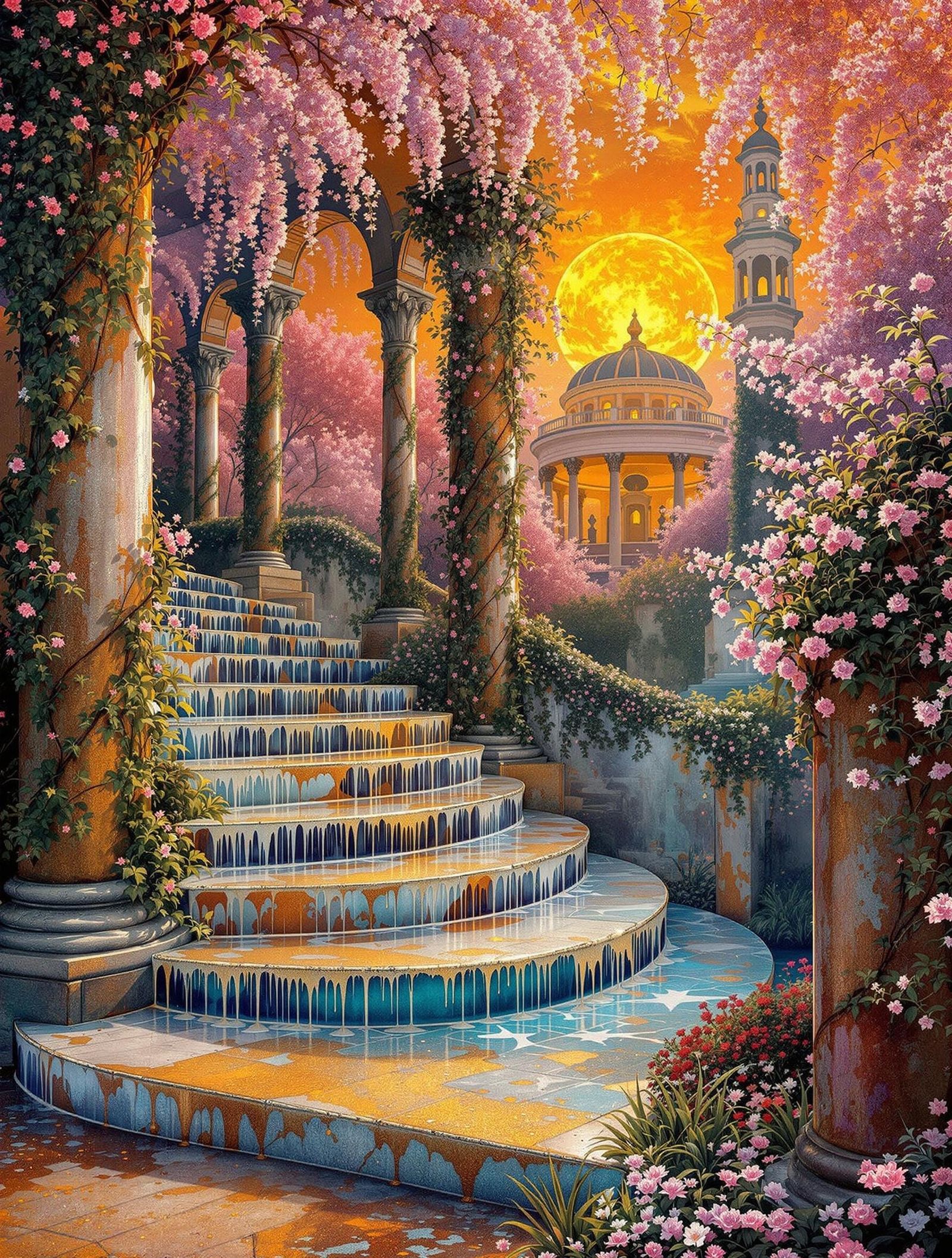 Surreal Renaissance Scene in Acid-Etched Copper