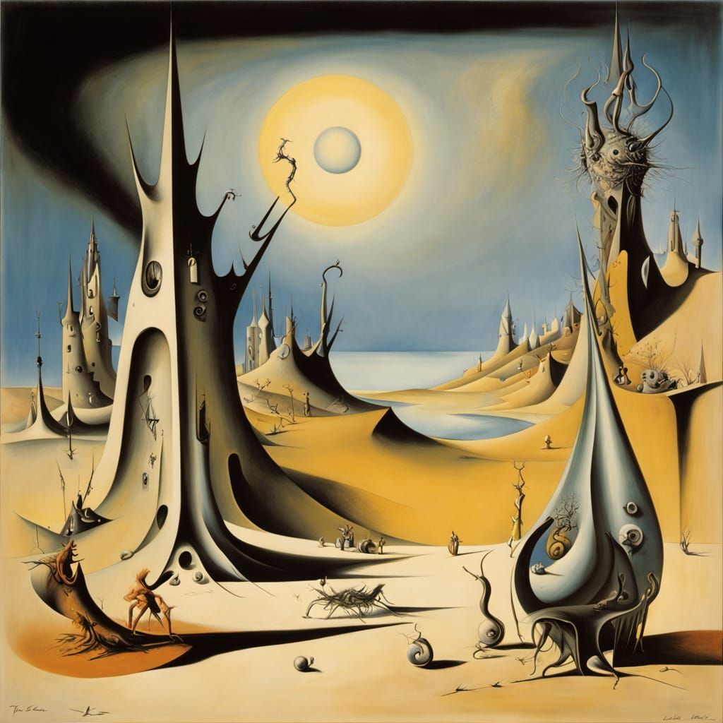The essence of nothingness, by Salvador Dalí and Franz Marc and Yves Tanguy
