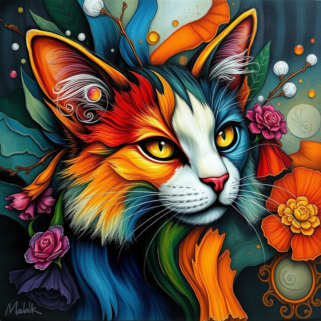 Abstract Art with Complementary Colors and Fine Details