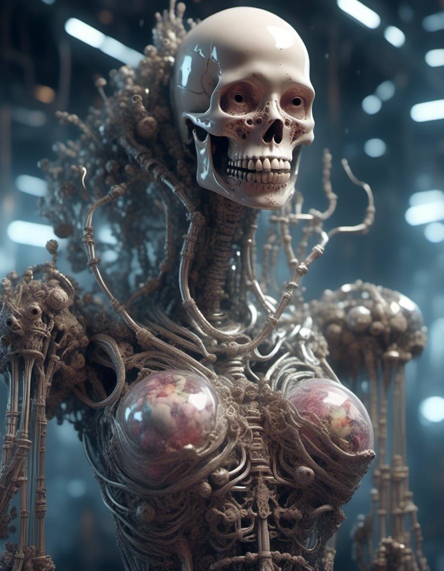 <lora:Impax:1.0> <lora:3D Mapping:1.0> Bald asian woman wear...