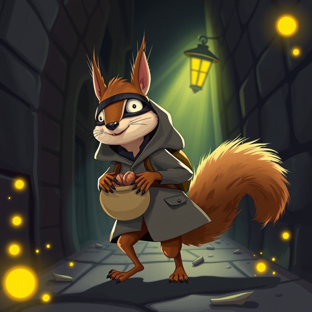 Squirrel Burglar in Mystical Alley, Adventure Time Style