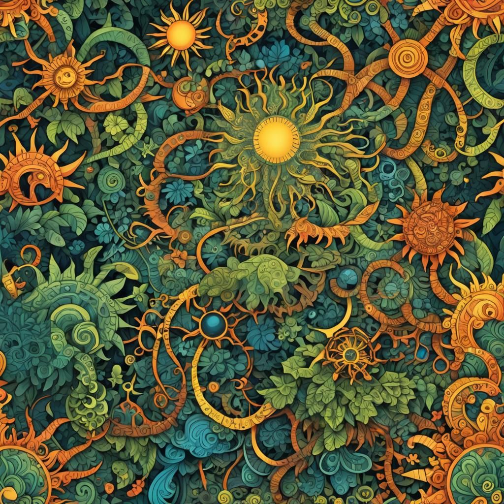 Intertwined Jungle Worlds: Abstract Fractal Art