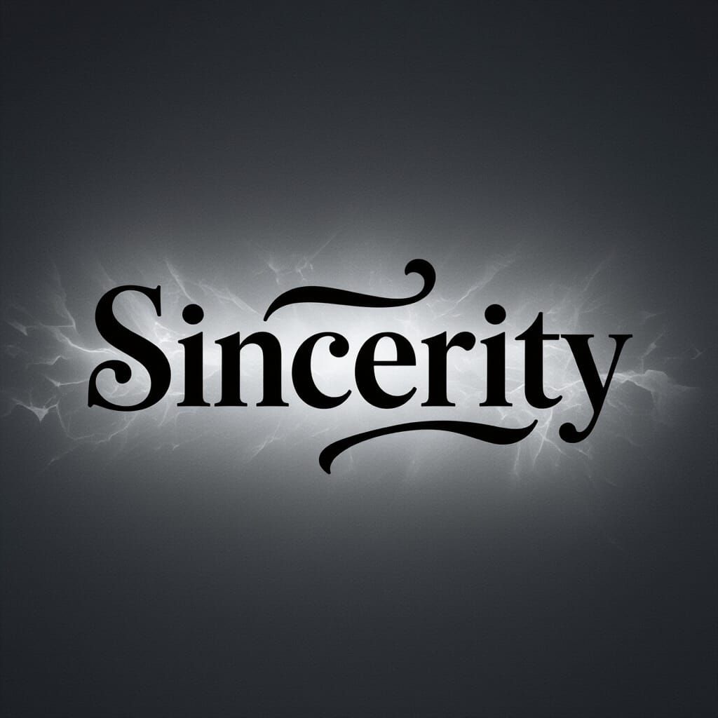Sincerity Idiom on Dark Gray Background in Black Font