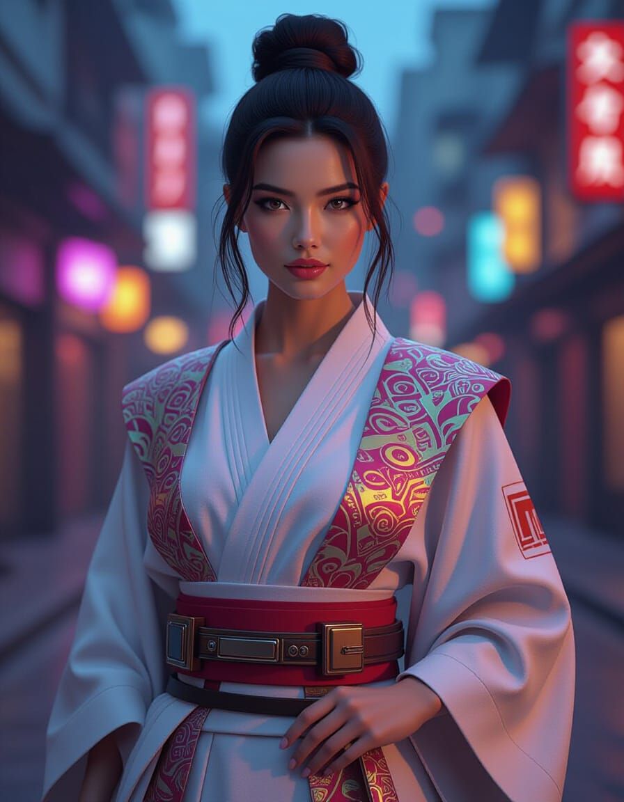 Jedi Harajuku Fusion: 8K Render with Dynamic Lighting