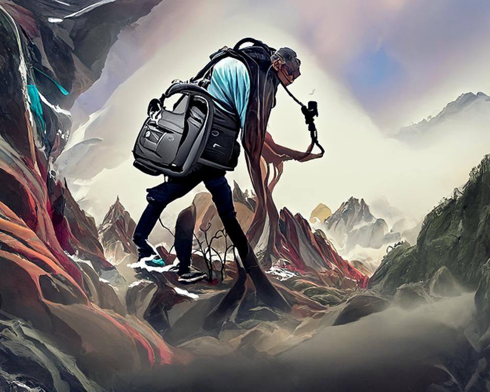 Detailed Hiker in Surreal Digital Painting