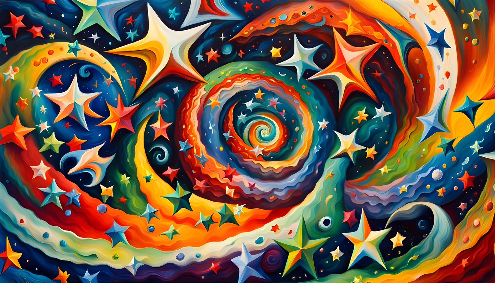 Cosmic Maelstrom in Iridescent Oil Painting Style