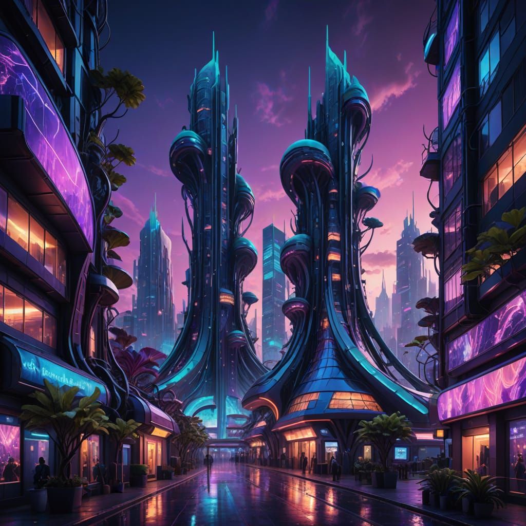 Futuristic Cities Inspired by Welwitschia Mirabilis in Cyber...