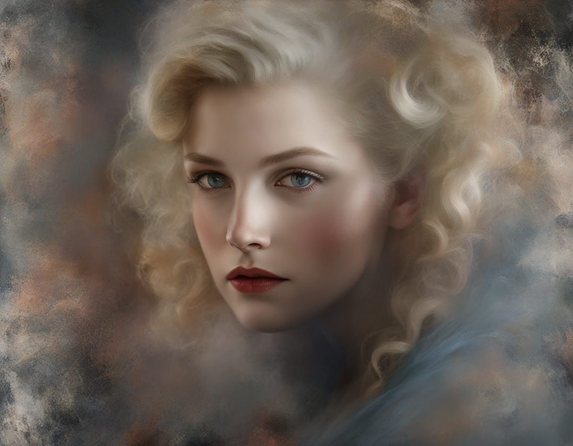 Ethereal Portrait in Impasto Chalk Art Style