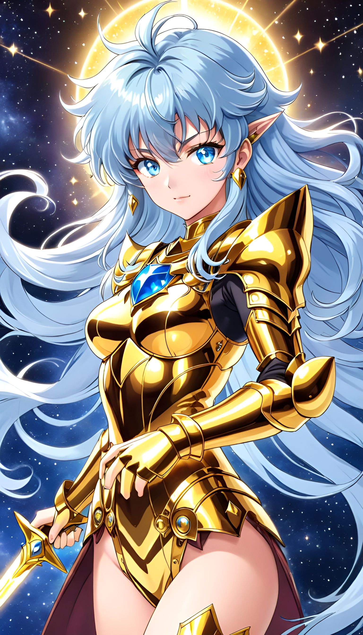 Female Sagittarius Knight in Anime Style