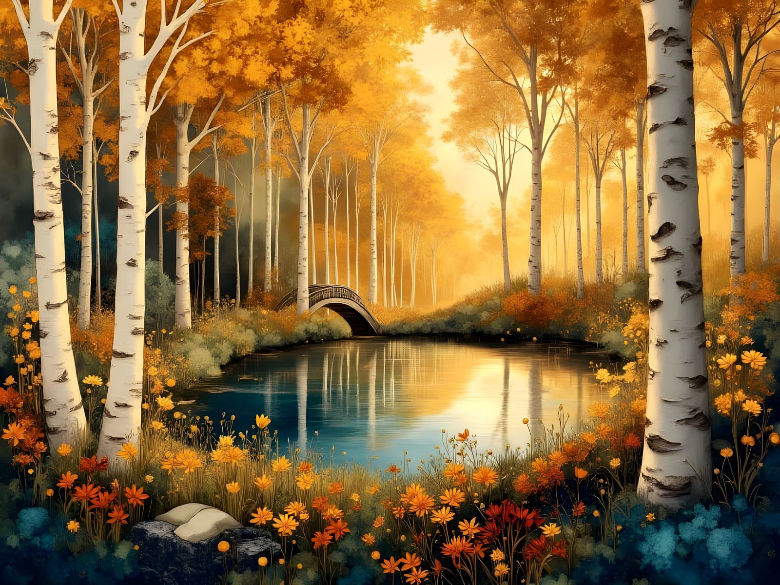 Mystical Forest Pond in Kirigami Style