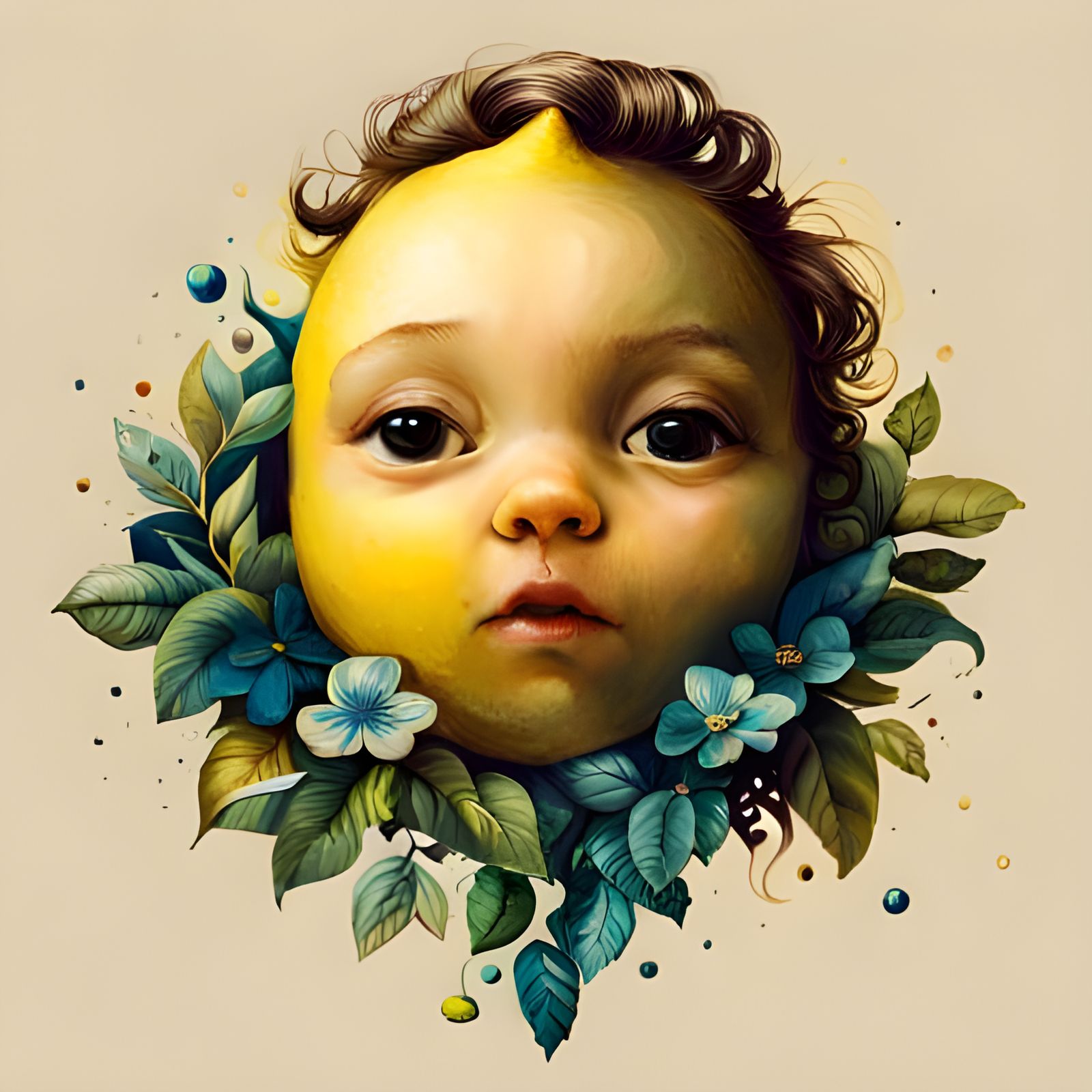 Funny Lemon Portrait in Illustrative Style