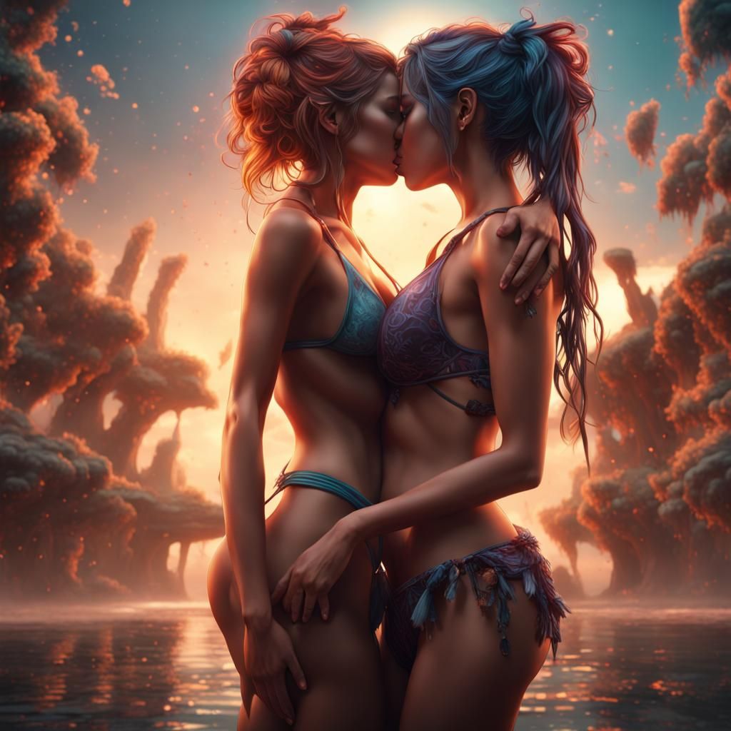 Passionate Kiss: Fantasy Concept Art in 8k