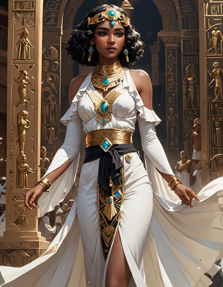 Egyptian Priestess, White 1930's Ladies Suit. The dress is a...