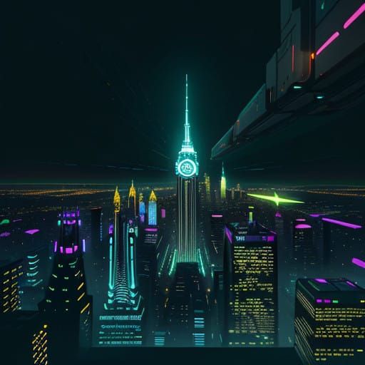 Futuristic Metropolis in Neon Glory