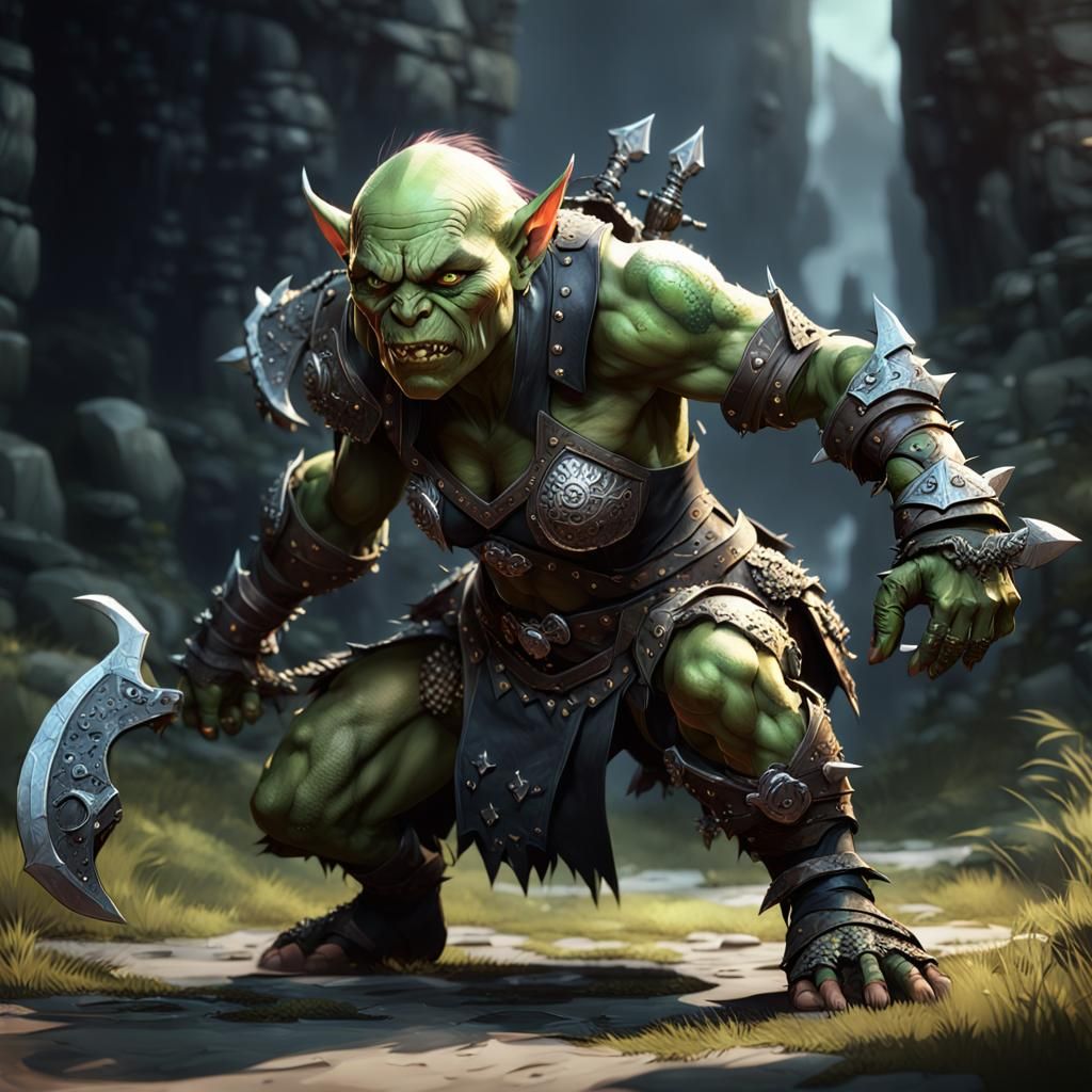 Lithe Orc Huntress Stalking Prey: 3D Anime Art
