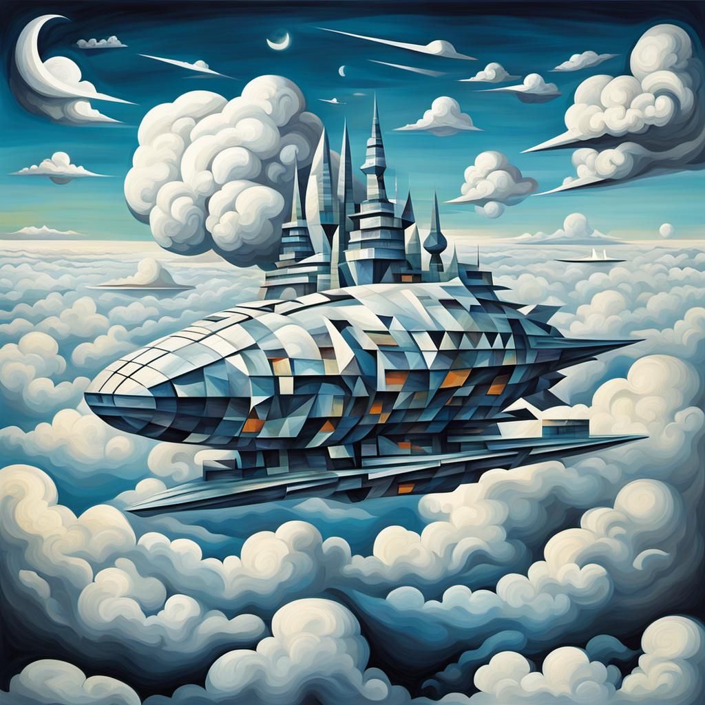 Cubist Cloud Starship: A Living Sculpture