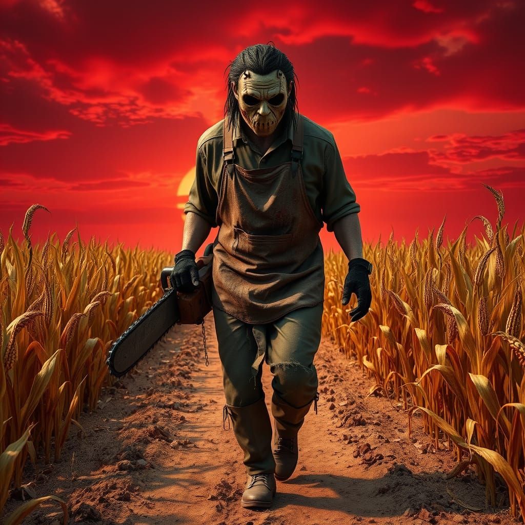 Leatherface Stalks the Sun-Scorched Cornfield
