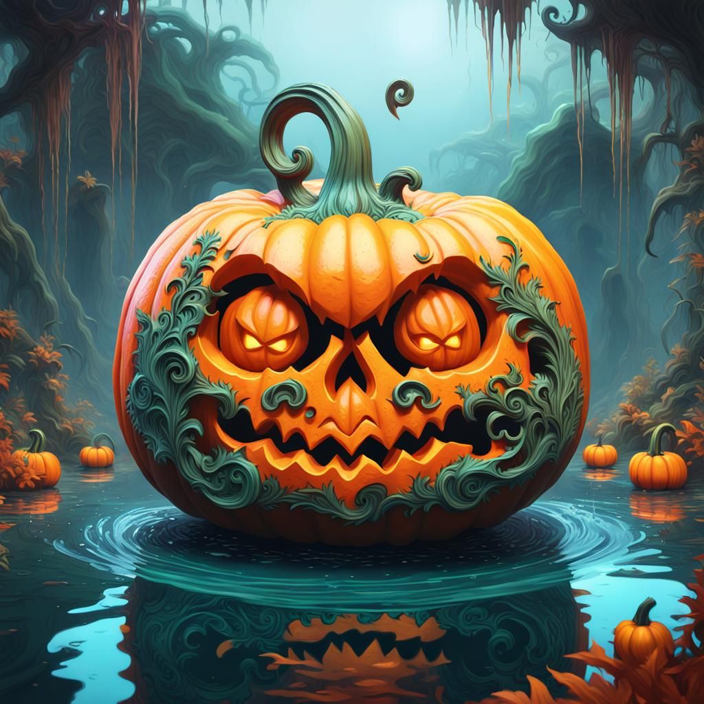 Pumpkin Carved with jungle monster