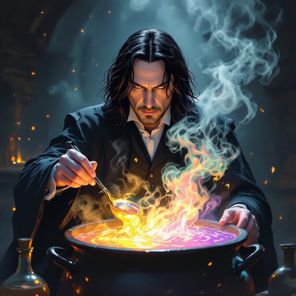 Stern Potions Master Brewing Magical Elixir