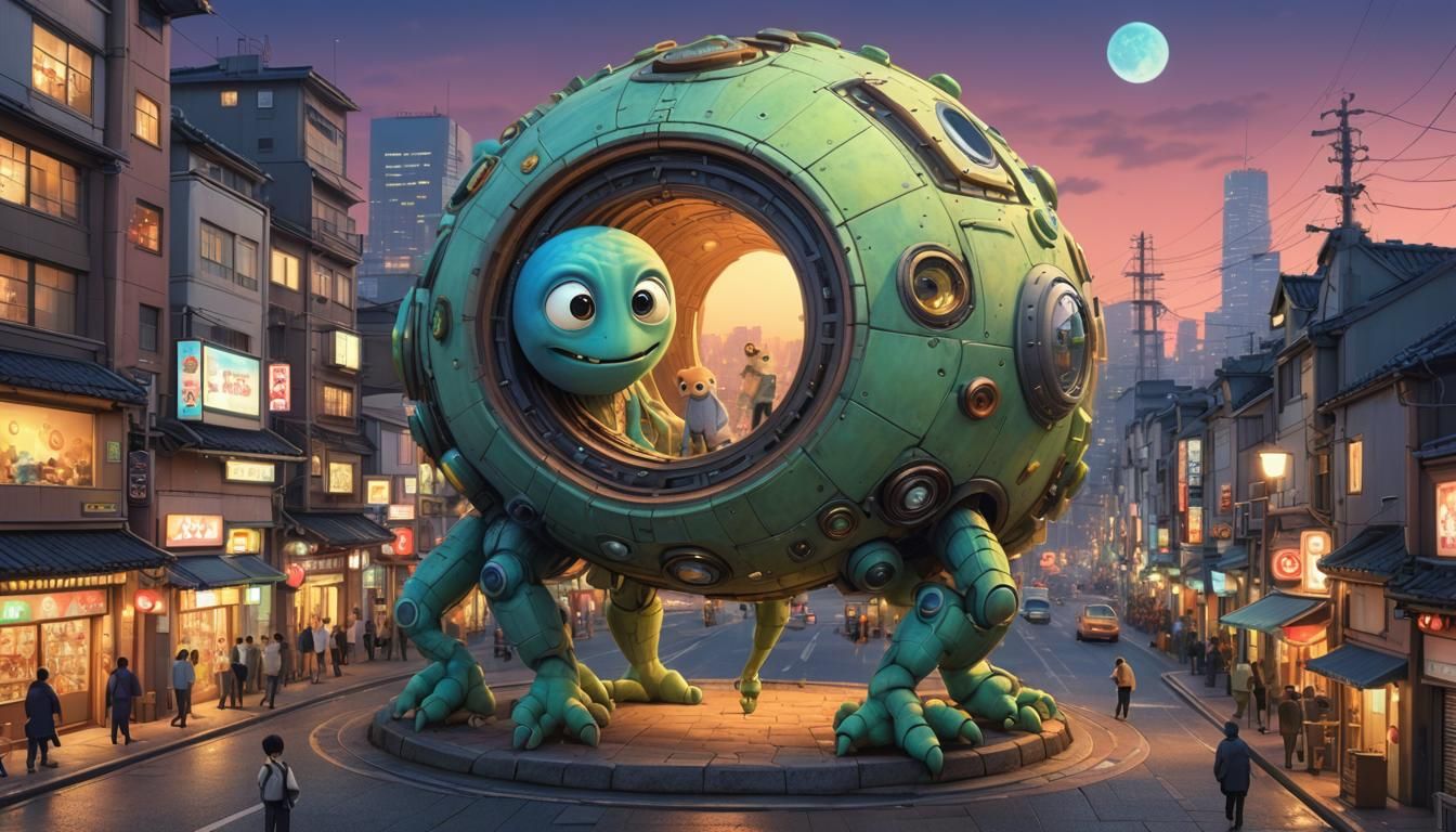 Creature Plays in Tokyo with Portal: Pixar-Style Art