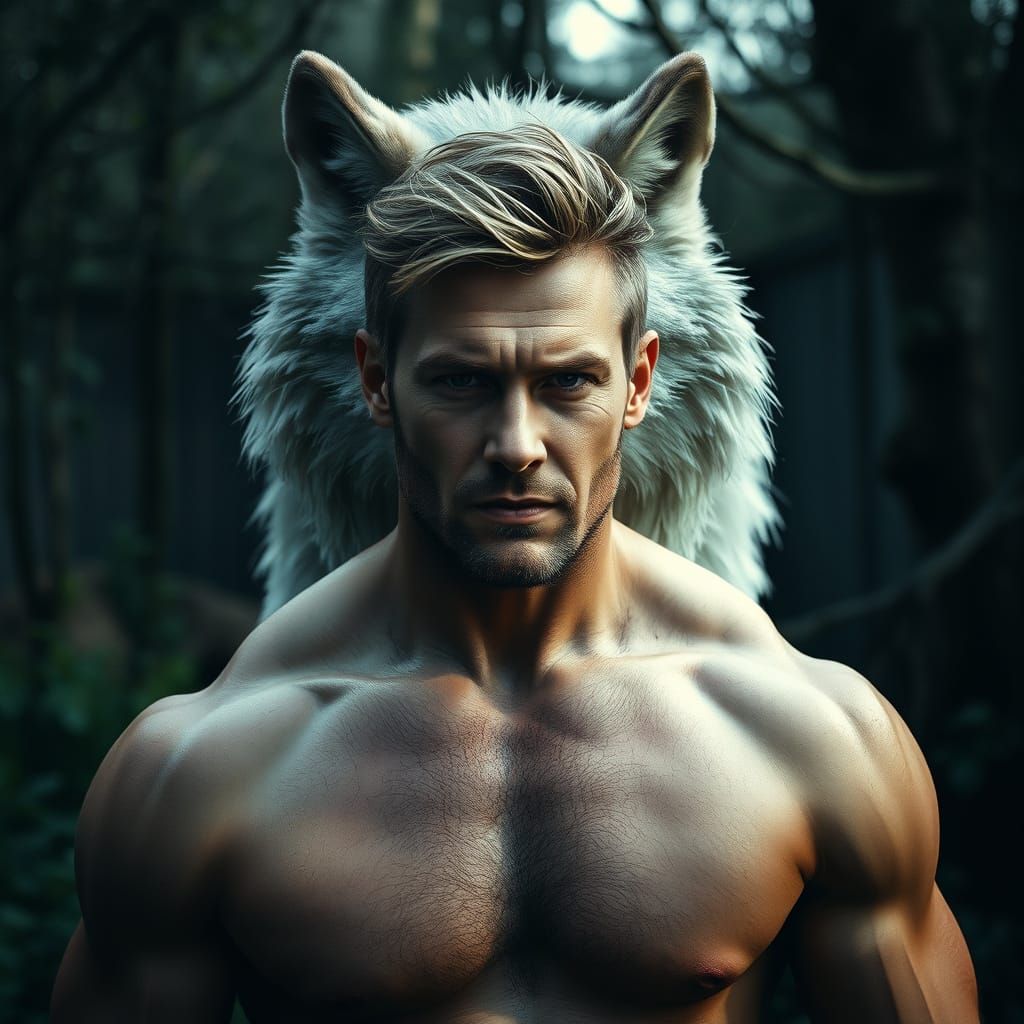 Werewolf Transformation in Dark Nature, Blended Art Styles