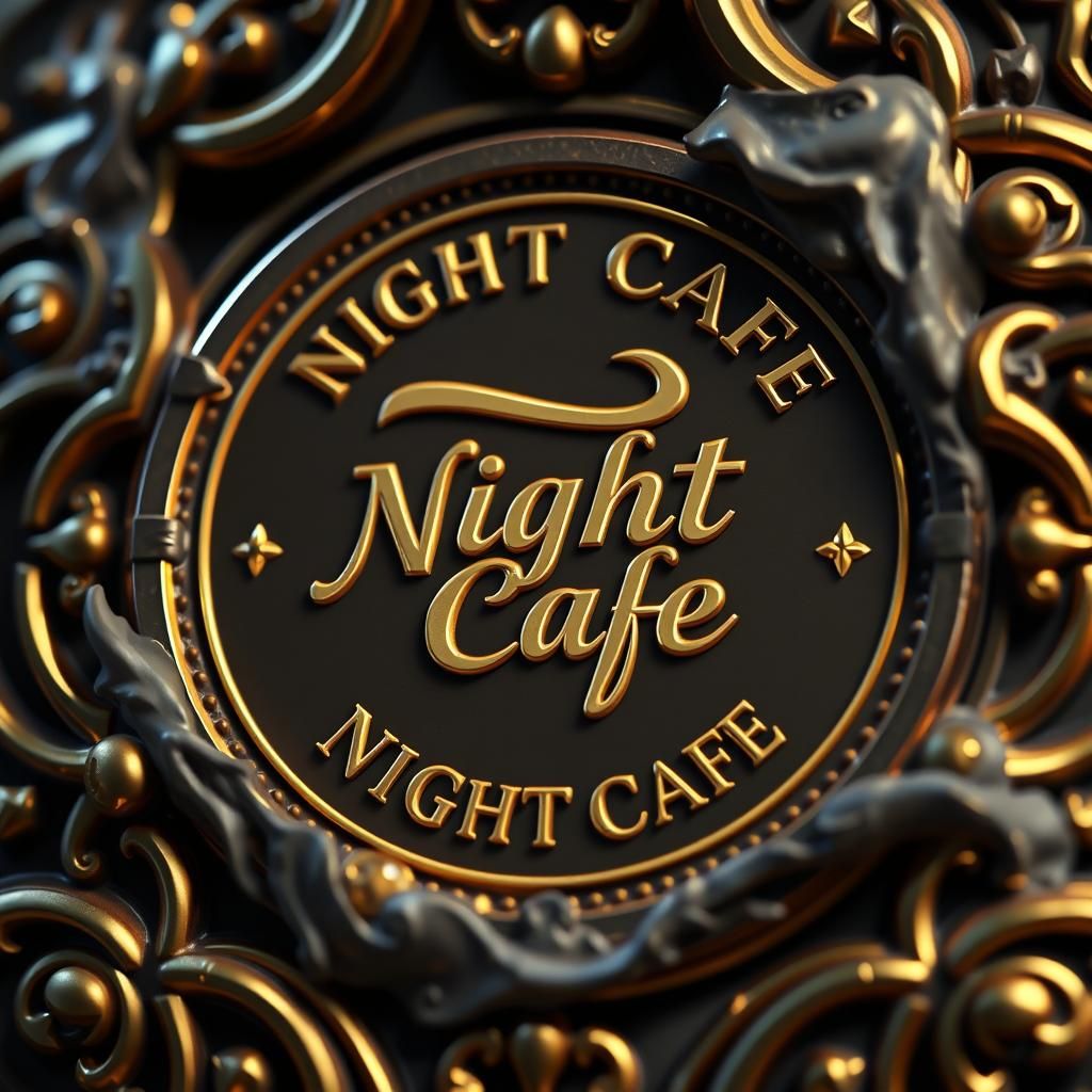 Gold NightCafe Coin Emblem in Detailed Matte Painting