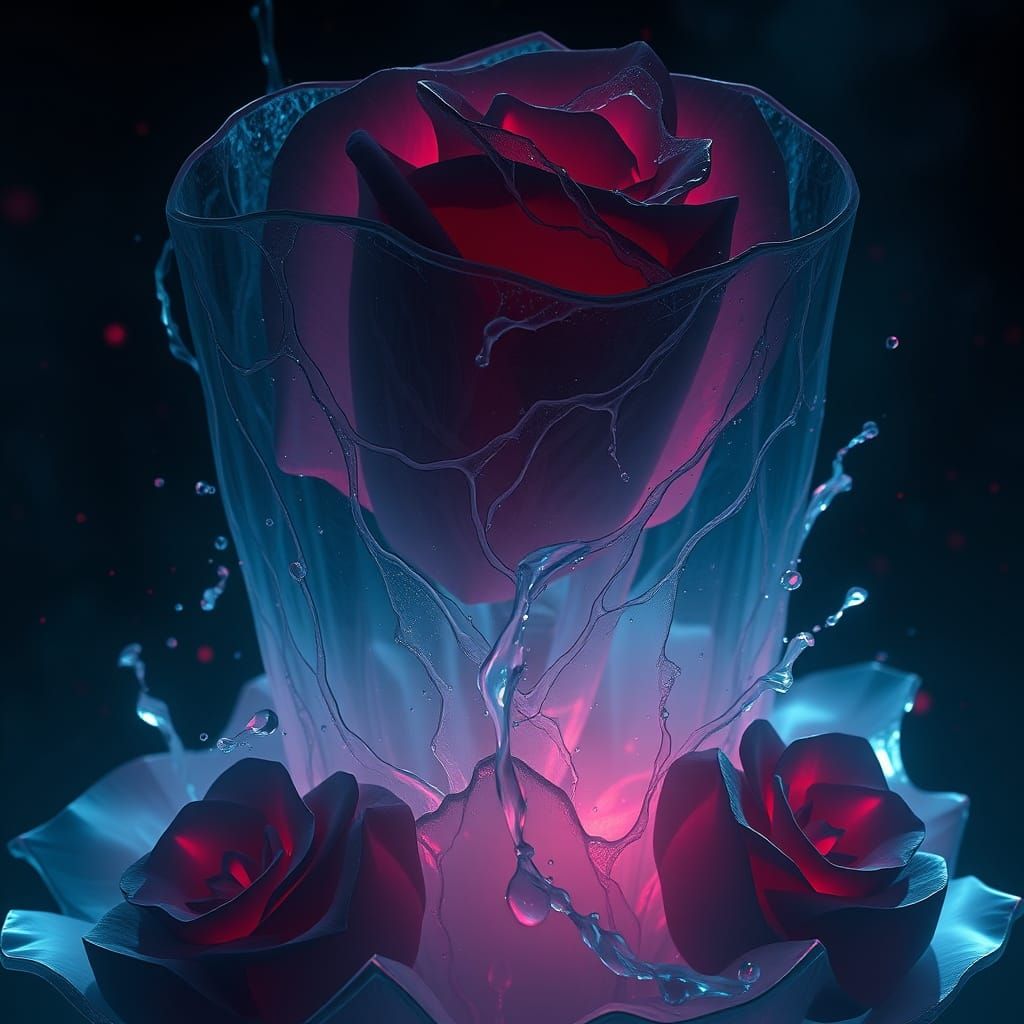 Ethereal Beauty Within a Dark Glass Rose