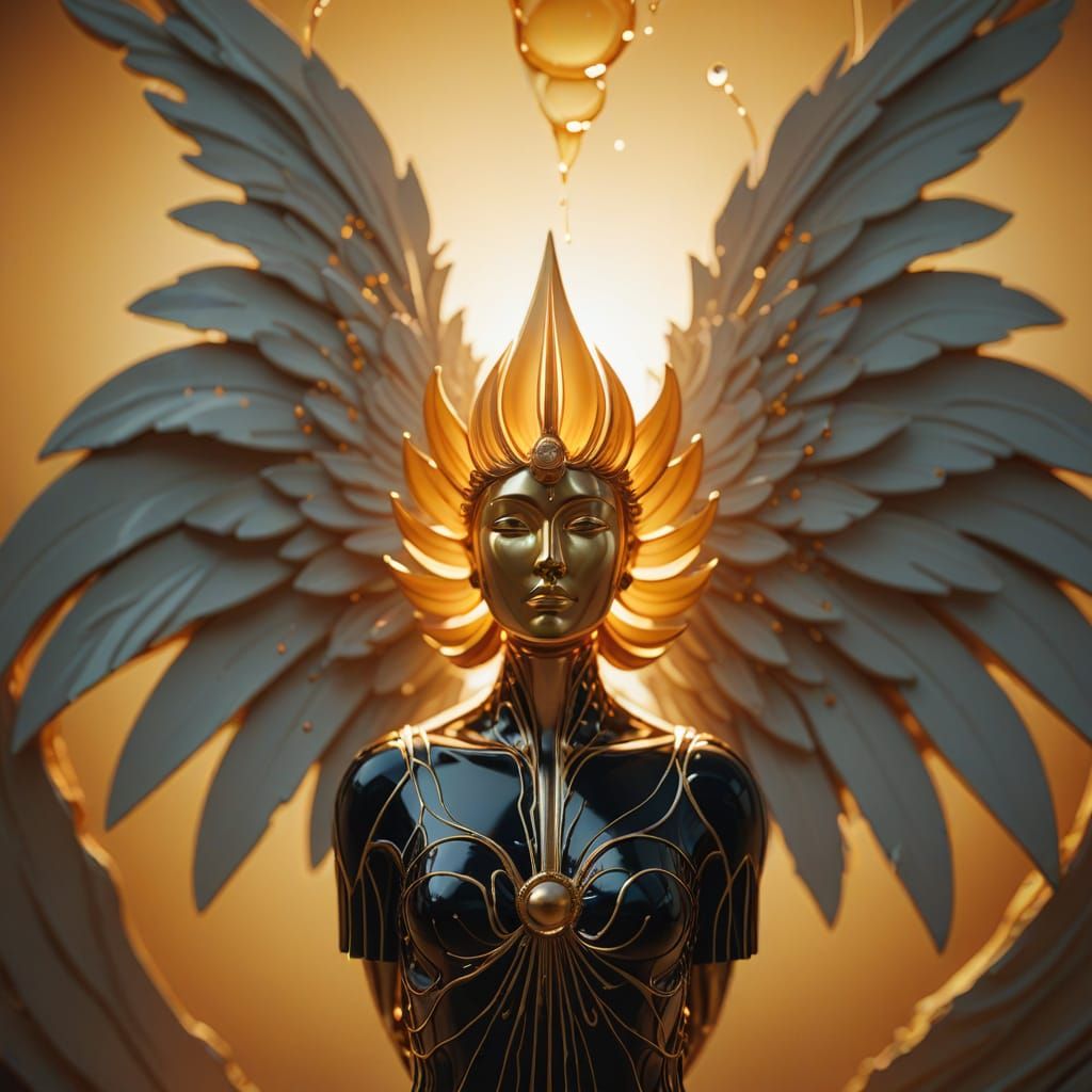 Erté-Inspired Hydrogen Atom Dazzles with Golden Hour Radianc...