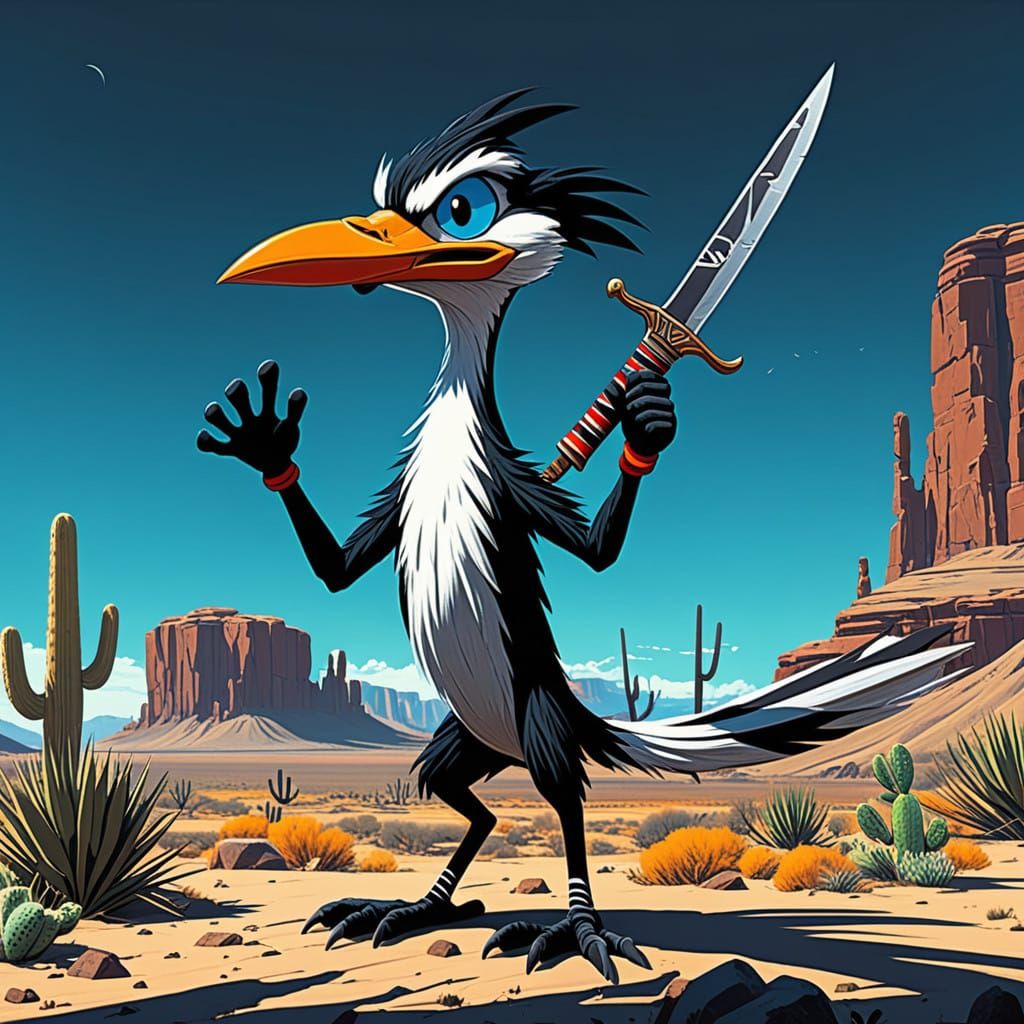 Looney Tunes Roadrunner Wields Bloody Dagger