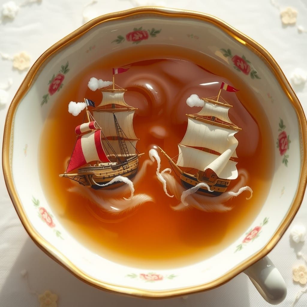 Naval Tea Battle in a Porcelain Cup