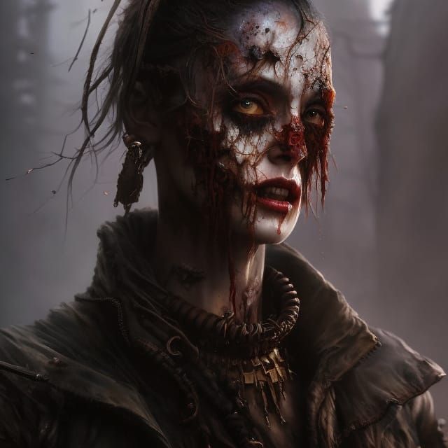 Zombie Portrait in Hyperrealistic Dark Fantasy Style