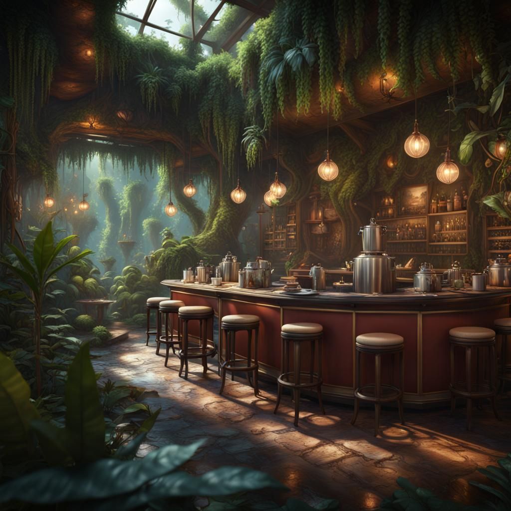 Lush Jungle Cafe: Fantasy Concept Art