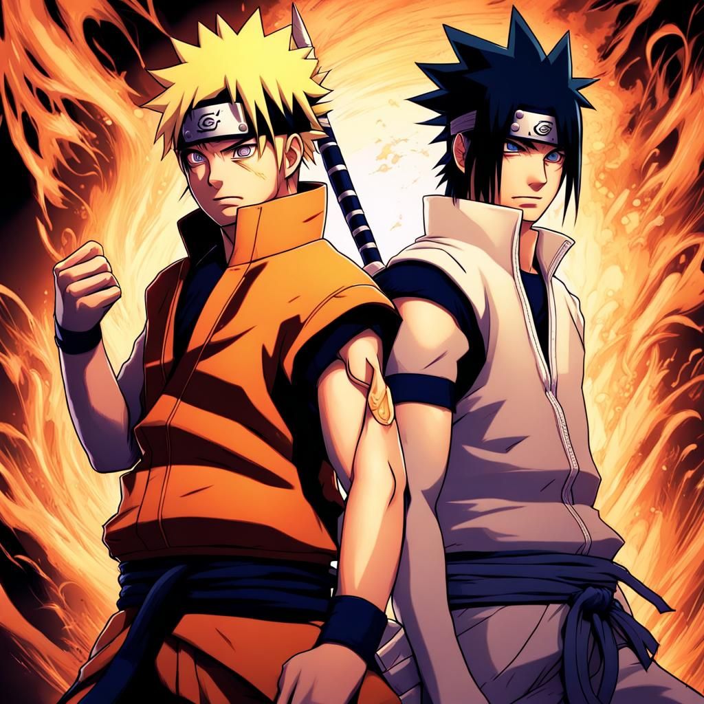 Naruto and Sasuke in Comic Book Art Style