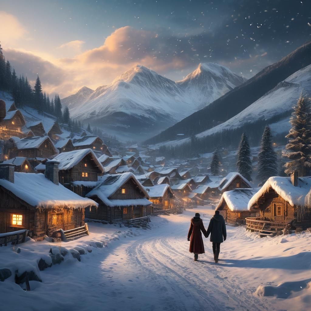 Snowy Stroll in Montenegro: A Fantasy Matte Painting