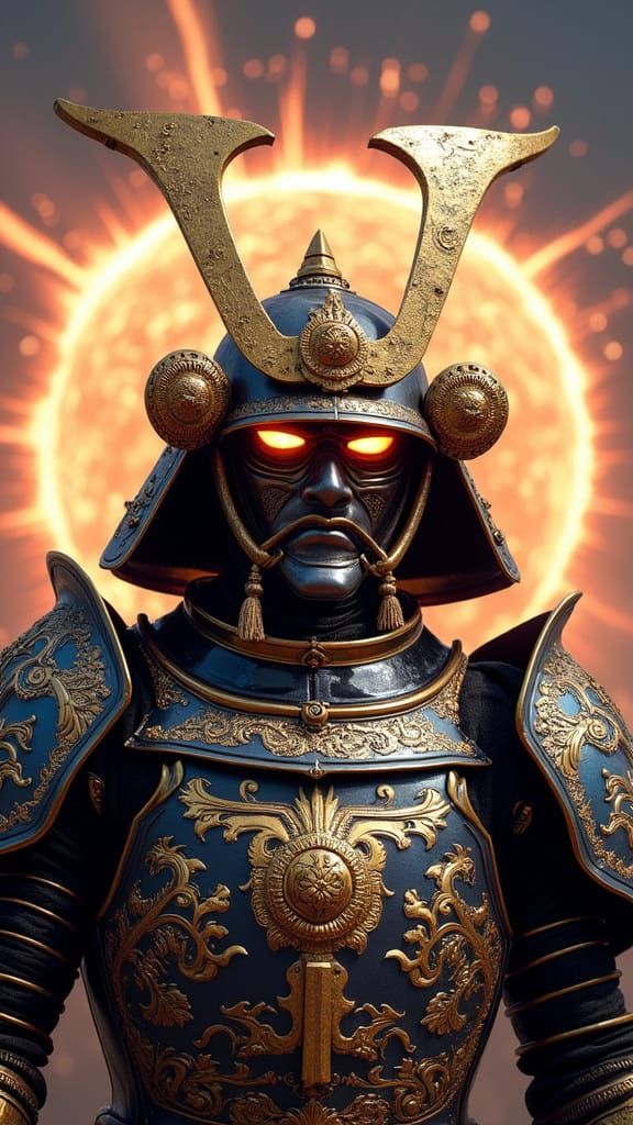 Hyper-Realistic Samurai Mecha Deity Illustration