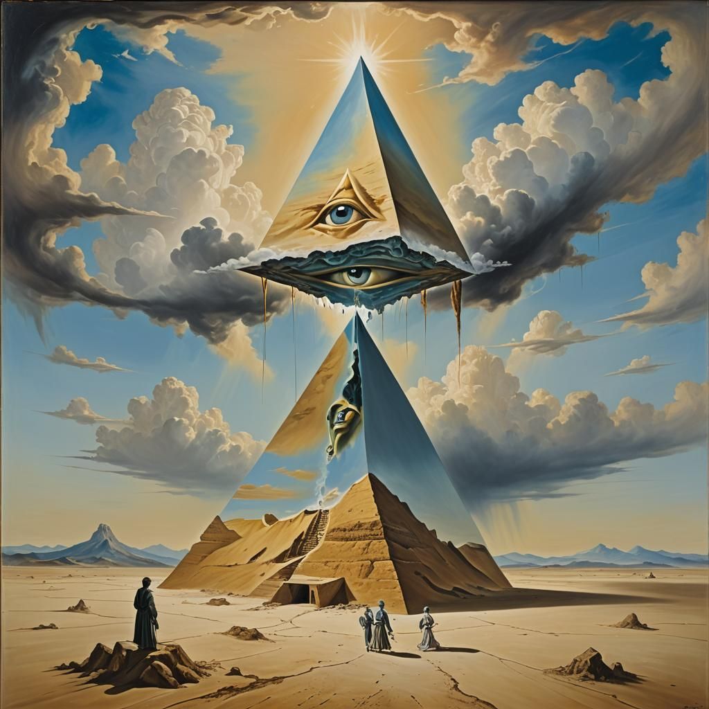 Surreal Spiritual Encounter with Inverted Pyramid