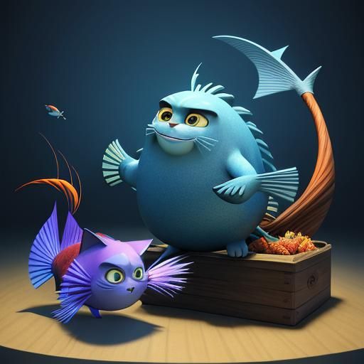 Cat Steals Fish: 3D Animation in Pixar Style