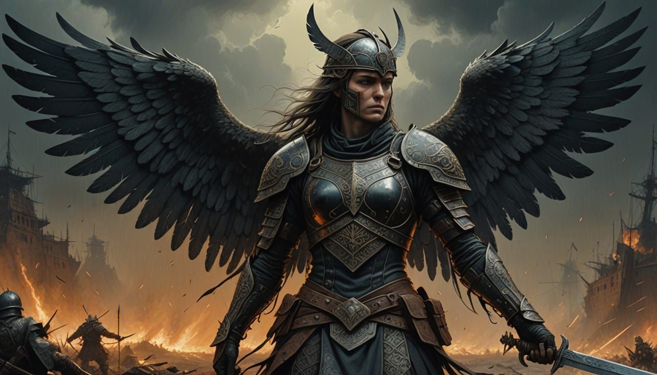 Valkyria Warrior in Grim Viking Battleground