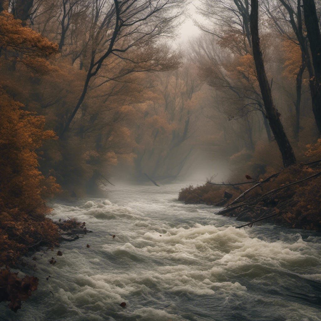 Mystic River Flooding Through Autumnal Forest