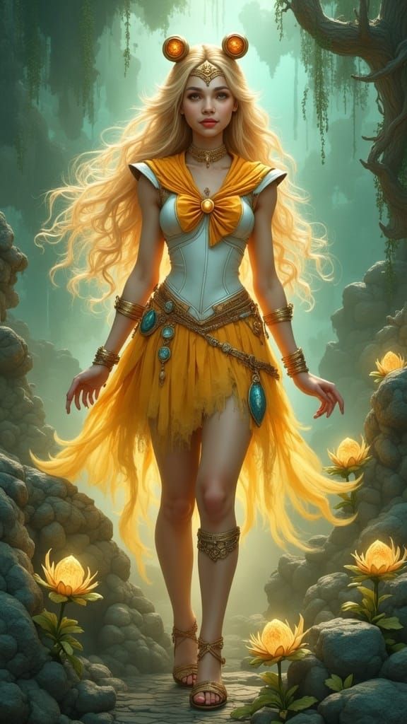 Usagi in Whimsical, Dreamlike Landscape as Magical Girl