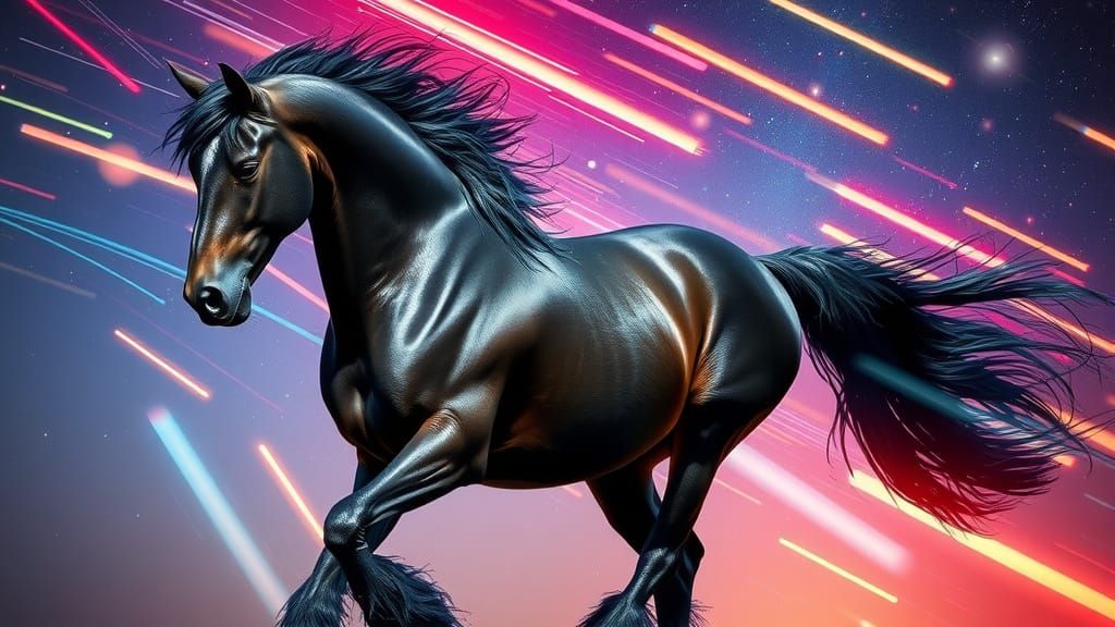 Ethereal Gypsy Vanner Horse Converges with Celestial Meteors...