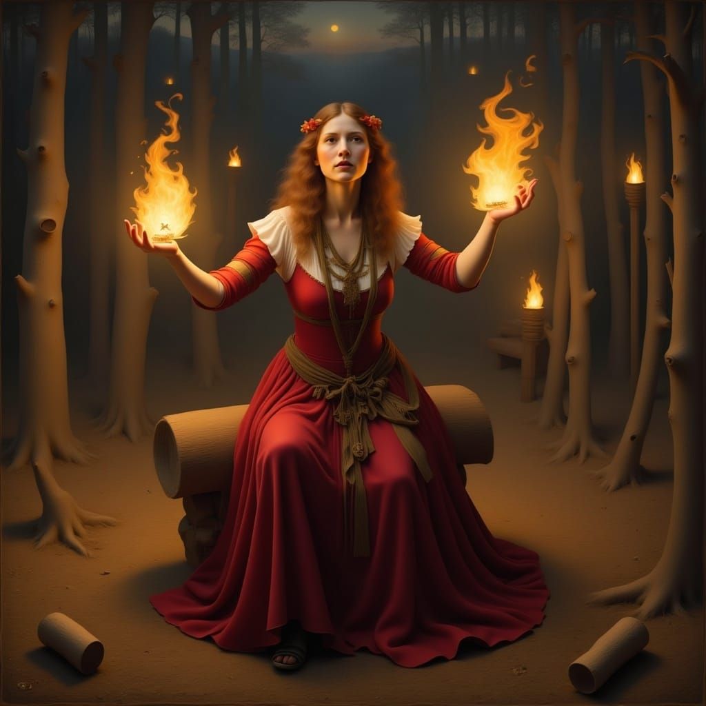Woman at Samhain Festival Fires