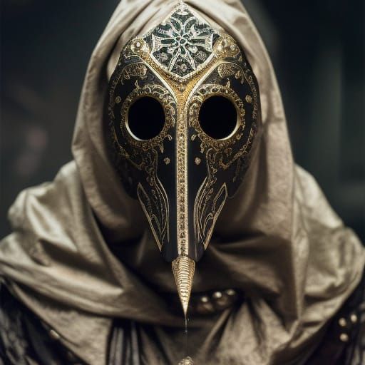 Dystopian Plague Doctor in Dark Academia Style